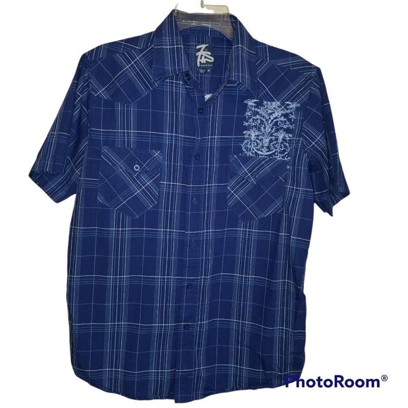 Seven Souls Embroidered Short Sleeve Button Up 100% Cotton Medium - Picture 2 of 13